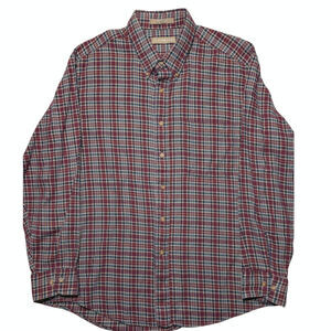 Claybrooke 100% Cotton‎ Flannel Shirt XL | Maroon Blue Plaid | Made in Ukraine